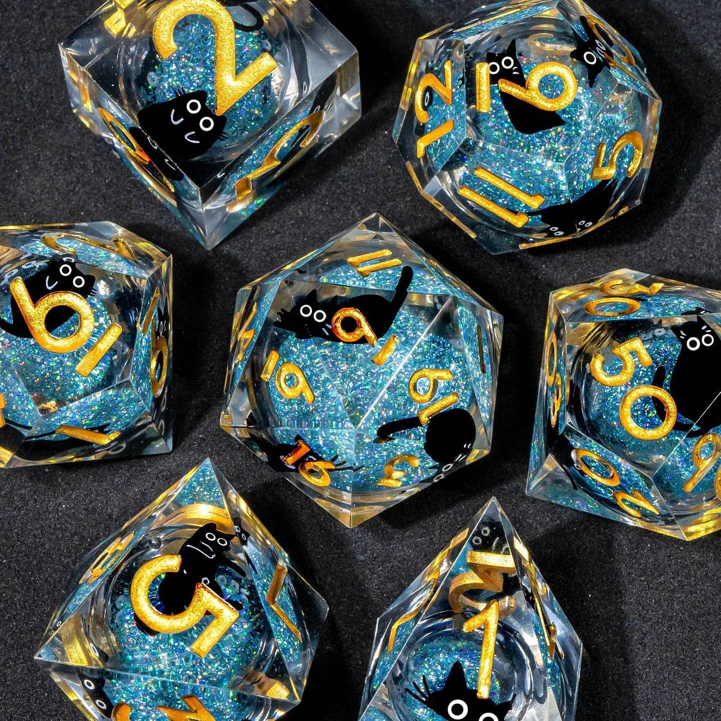 Handmade Artisan DND Dice Set 7-Piece Designer Resin Dice with Sharp Edges Perfect for Dungeon and Dragon RPG and MTG Games - ToylandEU