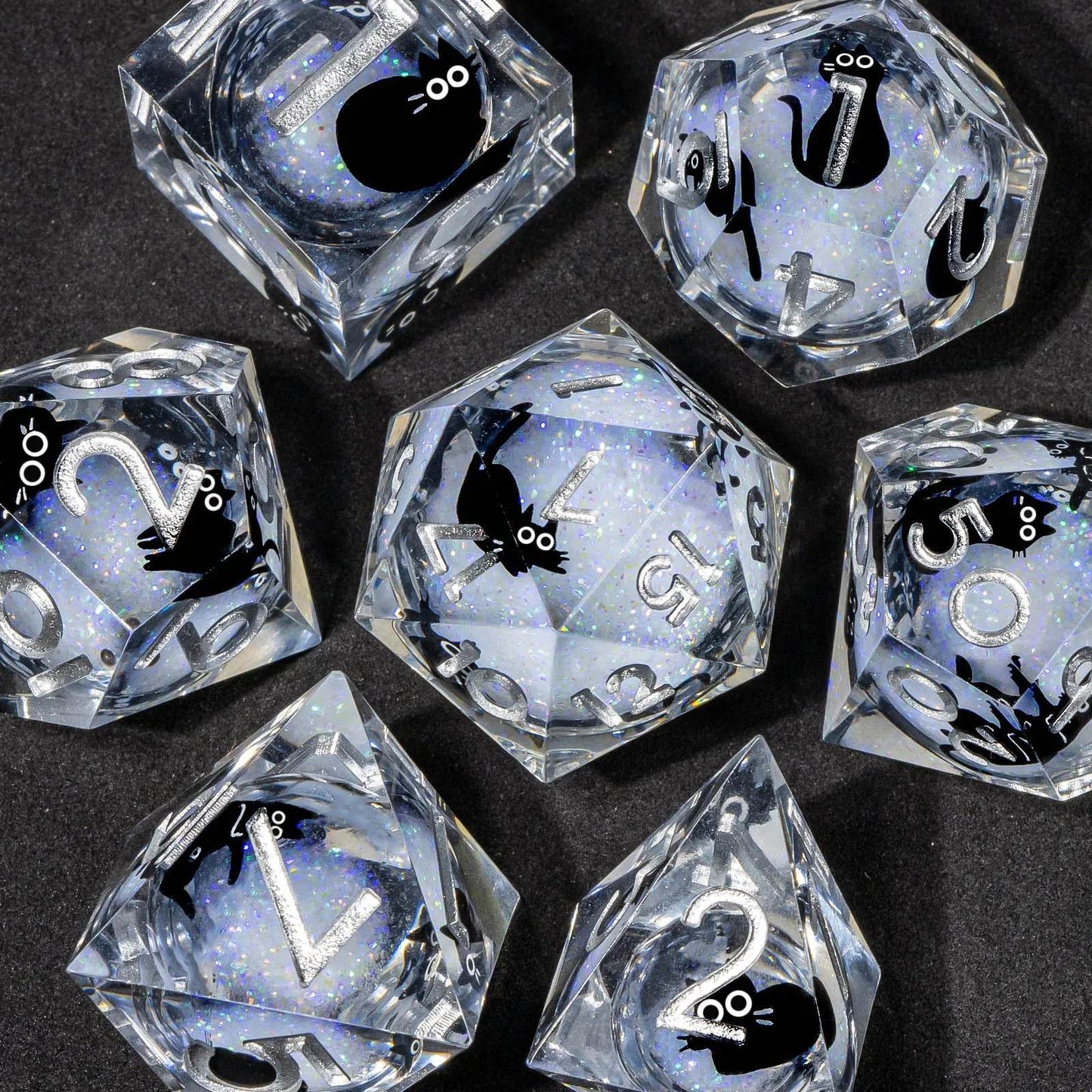 Handmade Artisan DND Dice Set 7-Piece Designer Resin Dice with Sharp Edges Perfect for Dungeon and Dragon RPG and MTG Games - ToylandEU