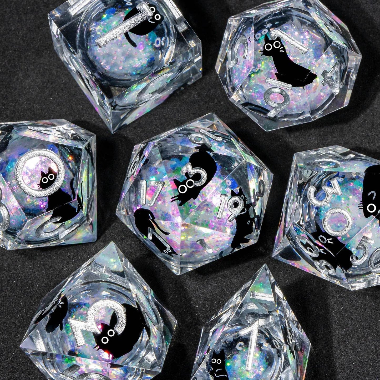 Handmade Artisan DND Dice Set 7-Piece Designer Resin Dice with Sharp Edges Perfect for Dungeon and Dragon RPG and MTG Games - ToylandEU