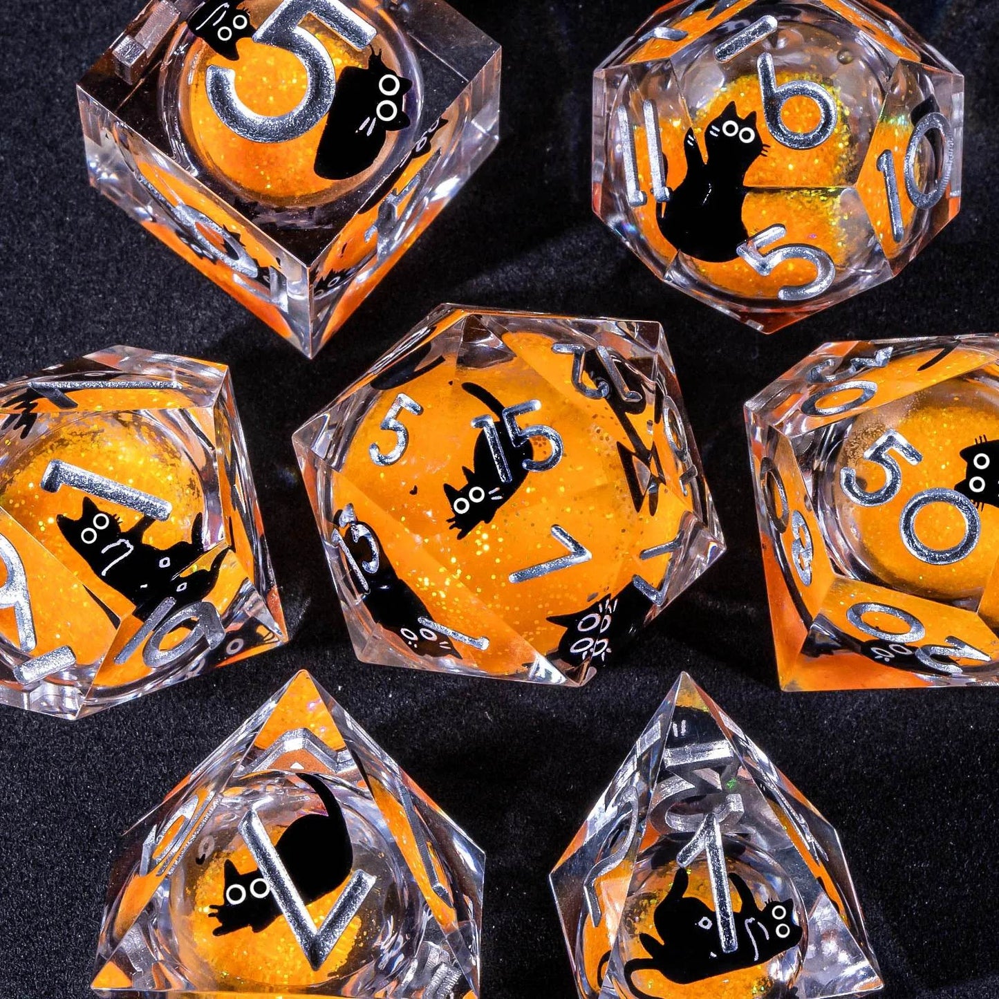 Handmade Artisan DND Dice Set 7-Piece Designer Resin Dice with Sharp Edges Perfect for Dungeon and Dragon RPG and MTG Games - ToylandEU