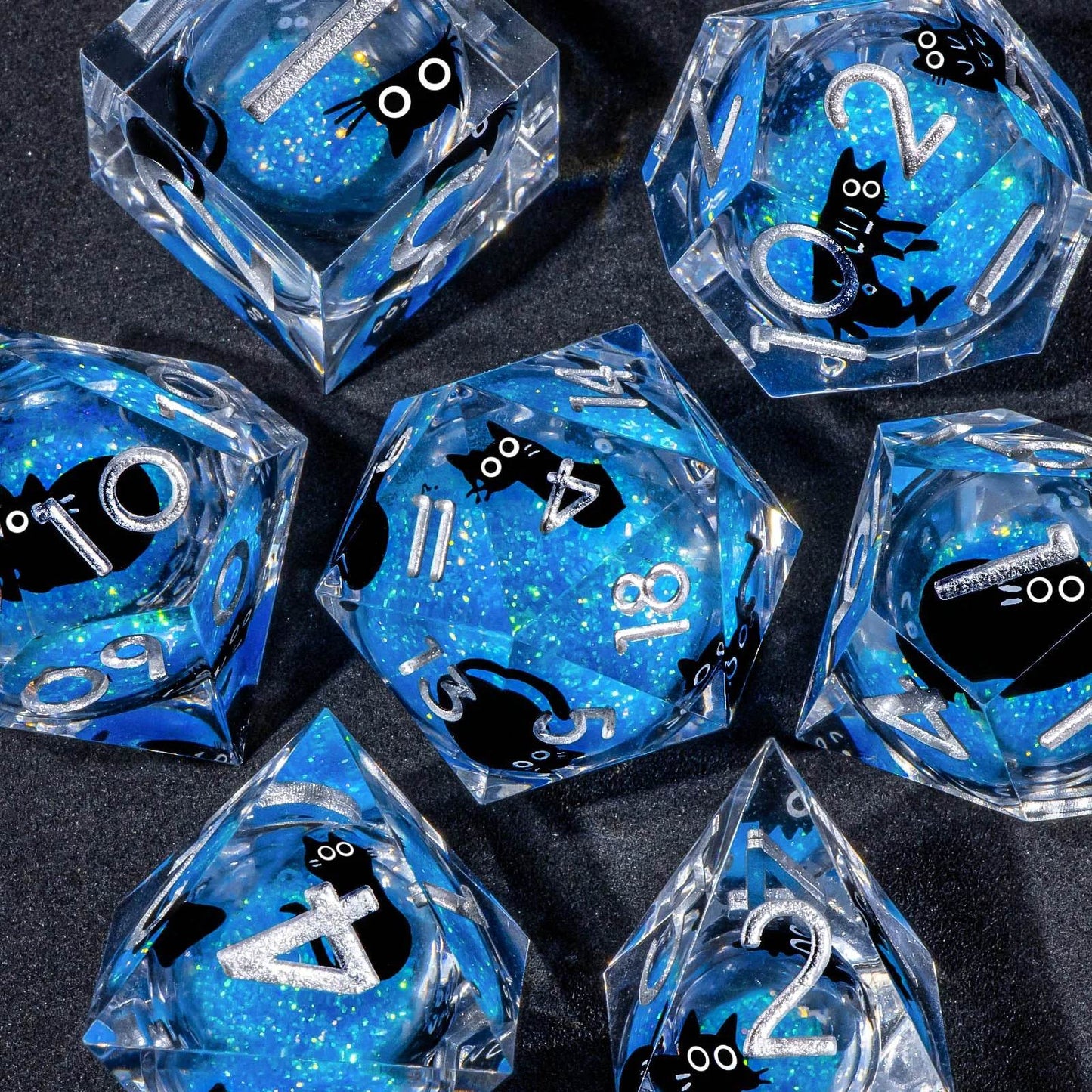 Handmade Artisan DND Dice Set 7-Piece Designer Resin Dice with Sharp Edges Perfect for Dungeon and Dragon RPG and MTG Games - ToylandEU