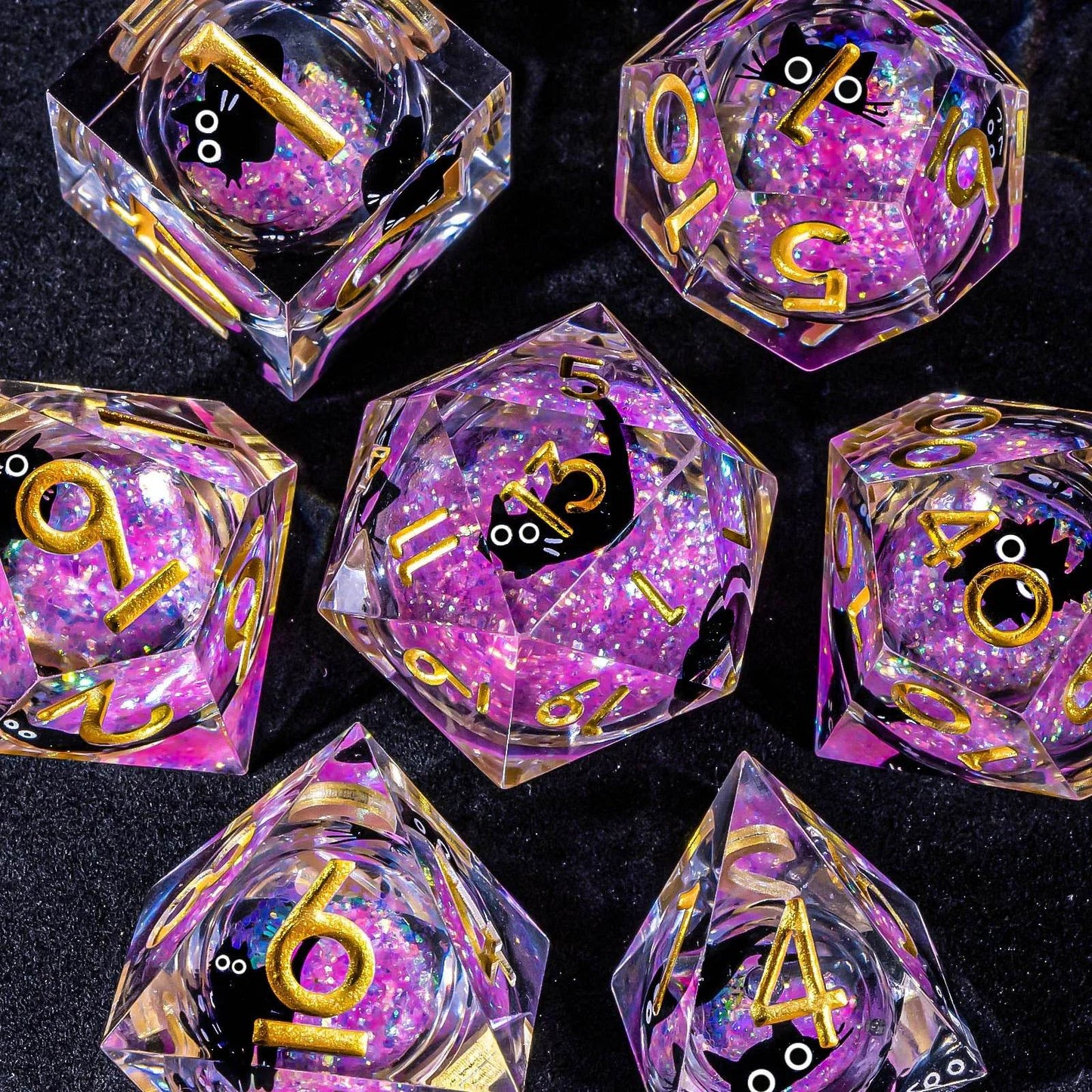 Handmade Artisan DND Dice Set 7-Piece Designer Resin Dice with Sharp Edges Perfect for Dungeon and Dragon RPG and MTG Games - ToylandEU