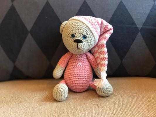 Handmade Crochet Teddy Bear Soft Natural Baby Toy Friend - ToylandEU