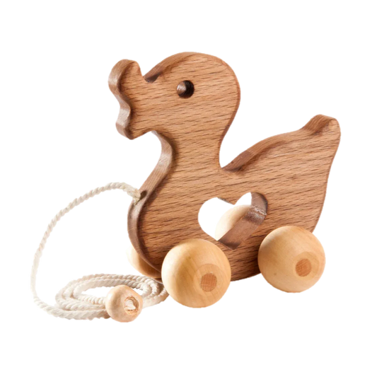 Handmade Duck Pull Along Toy With Smooth Edges For Babies - ToylandEU