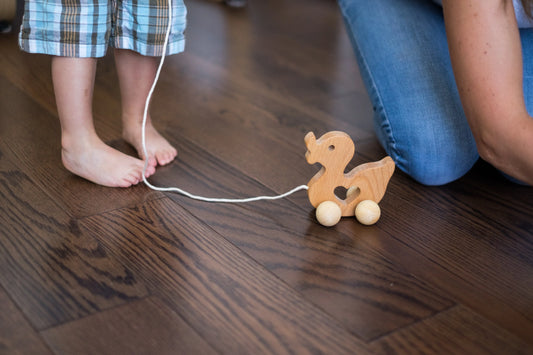 Handmade Duck Pull Along Toy With Smooth Edges For Babies - ToylandEU