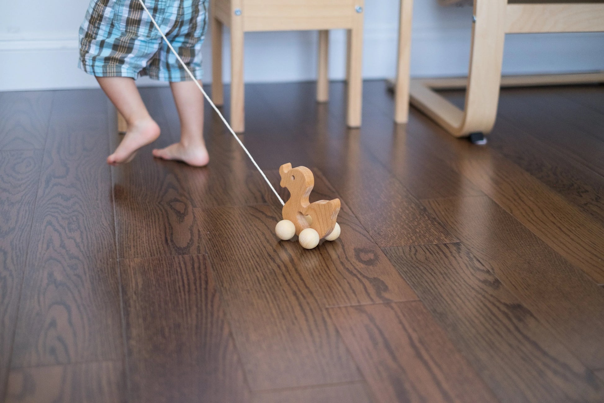 Handmade Duck Pull Along Toy With Smooth Edges For Babies - ToylandEU