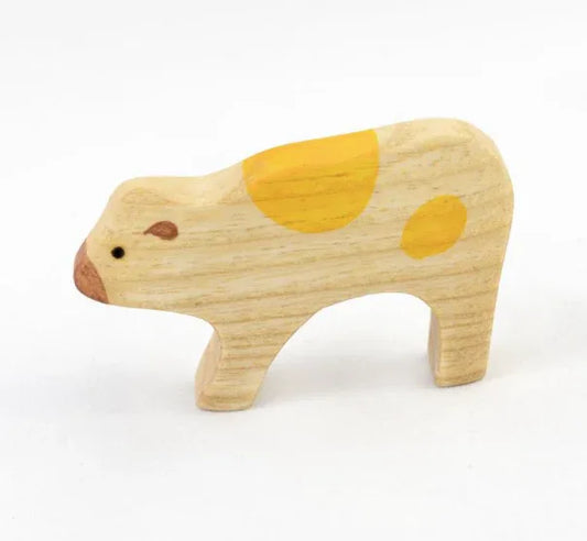 Handmade Painted Wooden Calf Figurine For Creative Play - ToylandEU