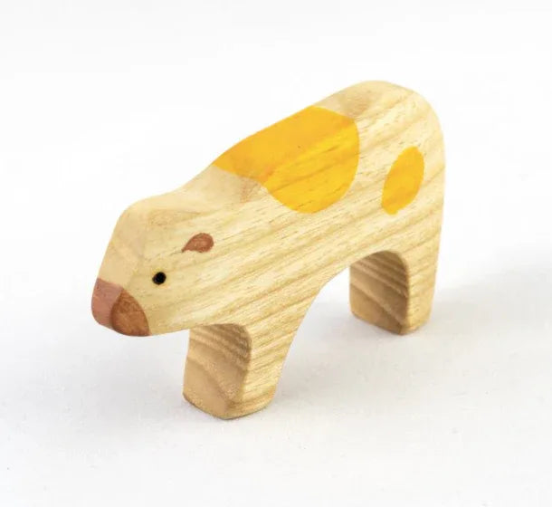 Handmade Painted Wooden Calf Figurine For Creative Play - ToylandEU