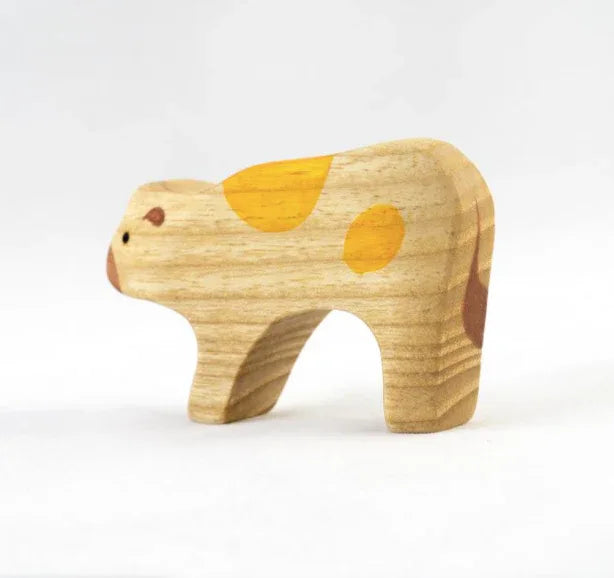Handmade Painted Wooden Calf Figurine For Creative Play - ToylandEU