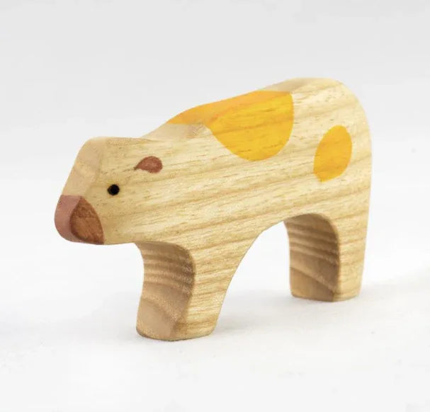 Handmade Painted Wooden Calf Figurine For Creative Play - ToylandEU
