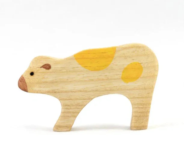 Handmade Painted Wooden Calf Figurine For Creative Play - ToylandEU