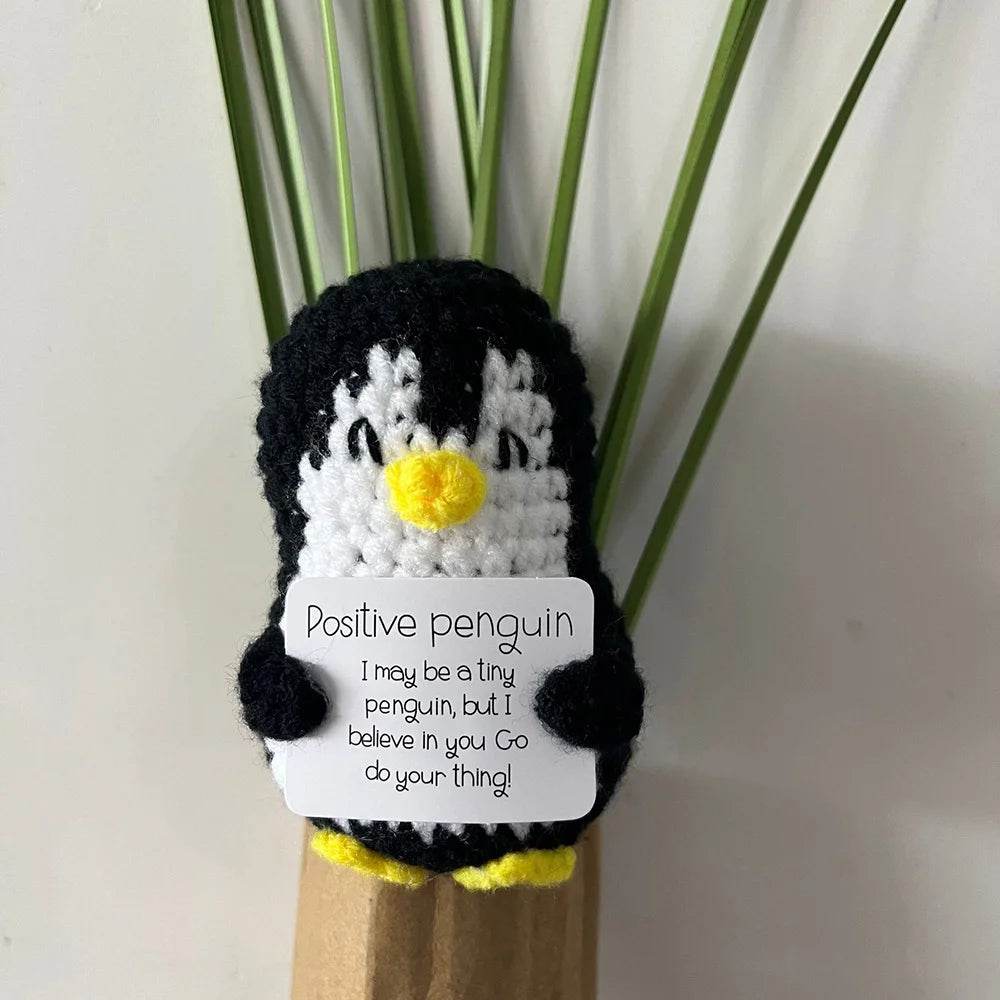 Handmade Positive Energy Penguin Doll With Card Home Decoration Knitting Penguin Doll Ornament Room Decor Christmas Party Gifts - ToylandEU