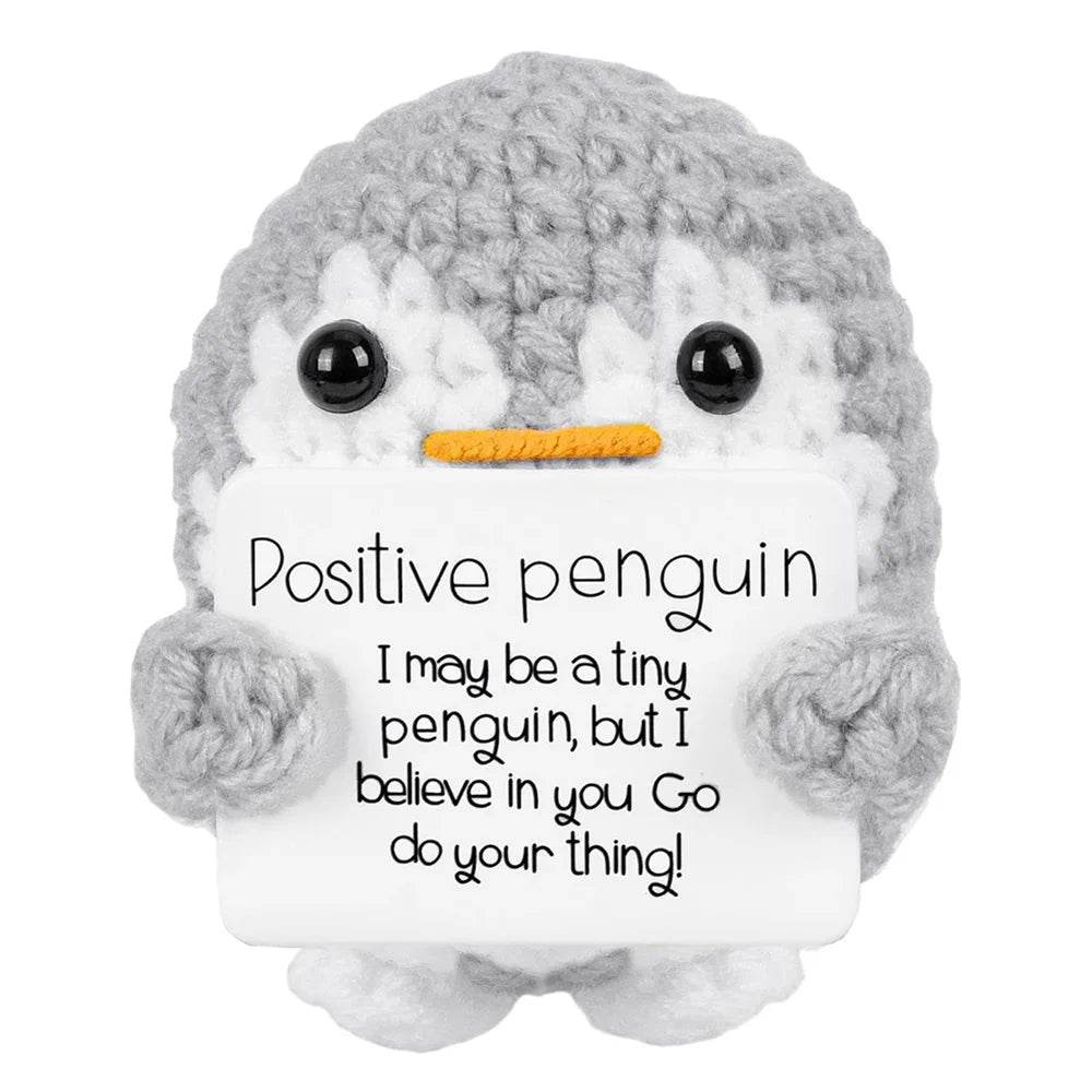 Handmade Positive Energy Penguin Doll With Card Home Decoration Knitting Penguin Doll Ornament Room Decor Christmas Party Gifts - ToylandEU