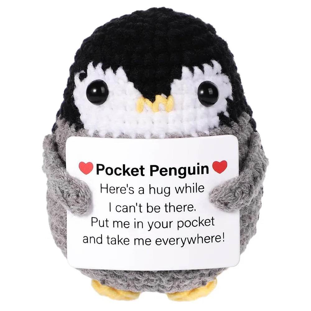 Handmade Positive Energy Penguin Doll With Card Home Decoration Knitting Penguin Doll Ornament Room Decor Christmas Party Gifts - ToylandEU