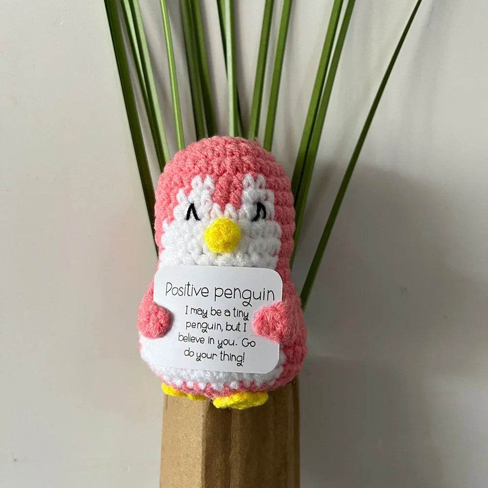 Handmade Positive Energy Penguin Doll With Card Home Decoration Knitting Penguin Doll Ornament Room Decor Christmas Party Gifts - ToylandEU
