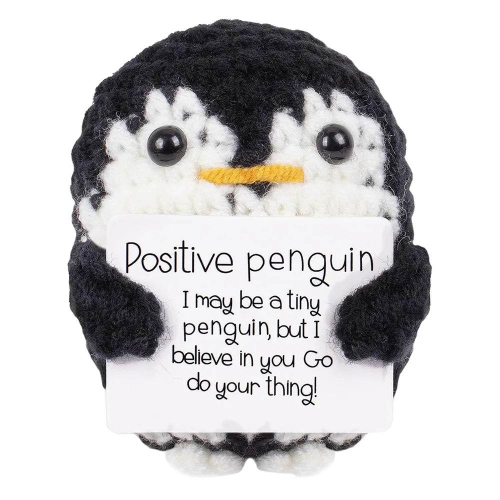 Handmade Positive Energy Penguin Doll With Card Home Decoration Knitting Penguin Doll Ornament Room Decor Christmas Party Gifts - ToylandEU