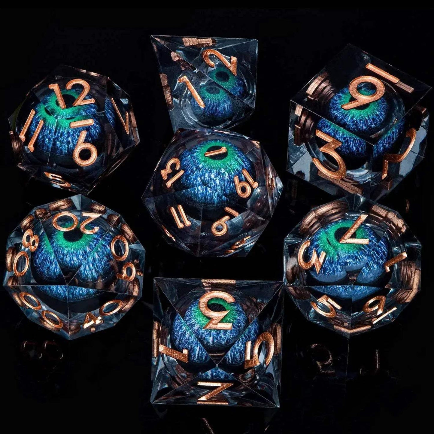 Handmade Resin D20 Dice Set with Red Rings and Liquid Flow Design for Dungeons and Dragons Enthusiasts - ToylandEU
