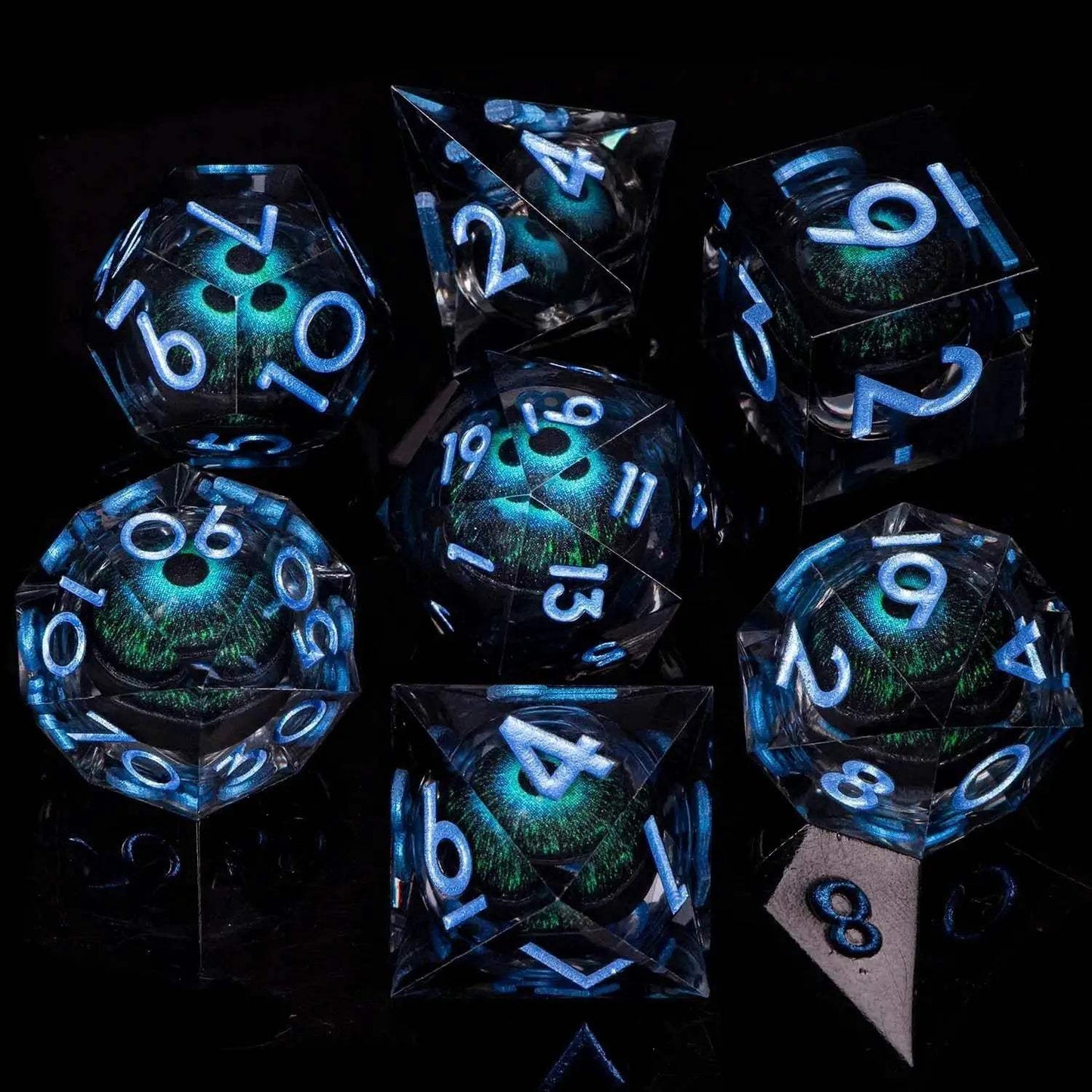 Handmade Resin D20 Dice Set with Red Rings and Liquid Flow Design for Dungeons and Dragons Enthusiasts - ToylandEU