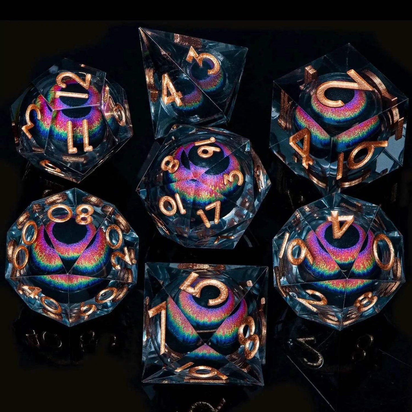 Handmade Resin D20 Dice Set with Red Rings and Liquid Flow Design for Dungeons and Dragons Enthusiasts - ToylandEU