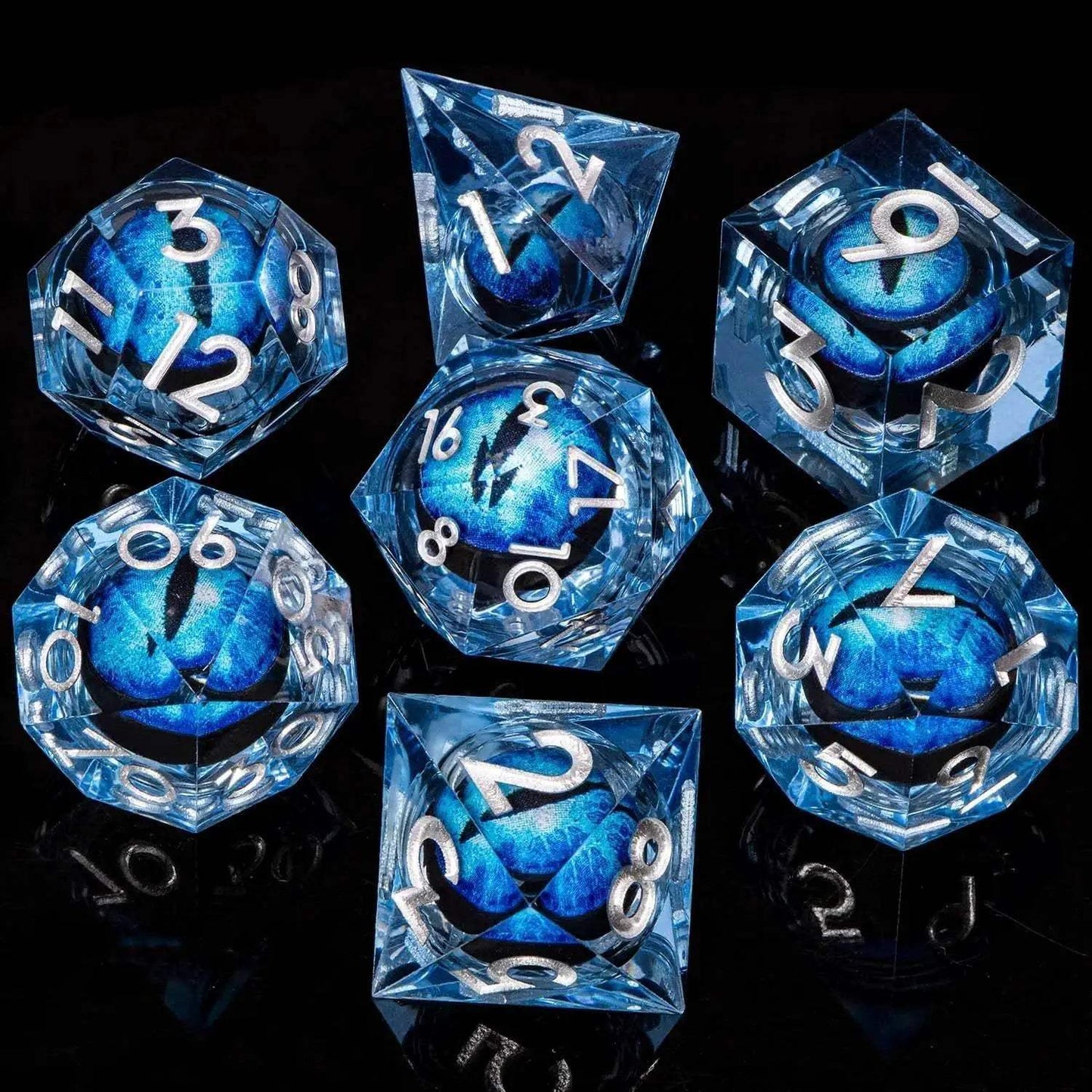 Handmade Resin D20 Dice Set with Red Rings and Liquid Flow Design for Dungeons and Dragons Enthusiasts - ToylandEU