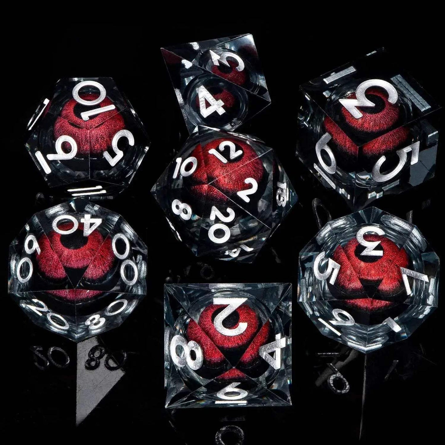 Handmade Resin D20 Dice Set with Red Rings and Liquid Flow Design for Dungeons and Dragons Enthusiasts - ToylandEU
