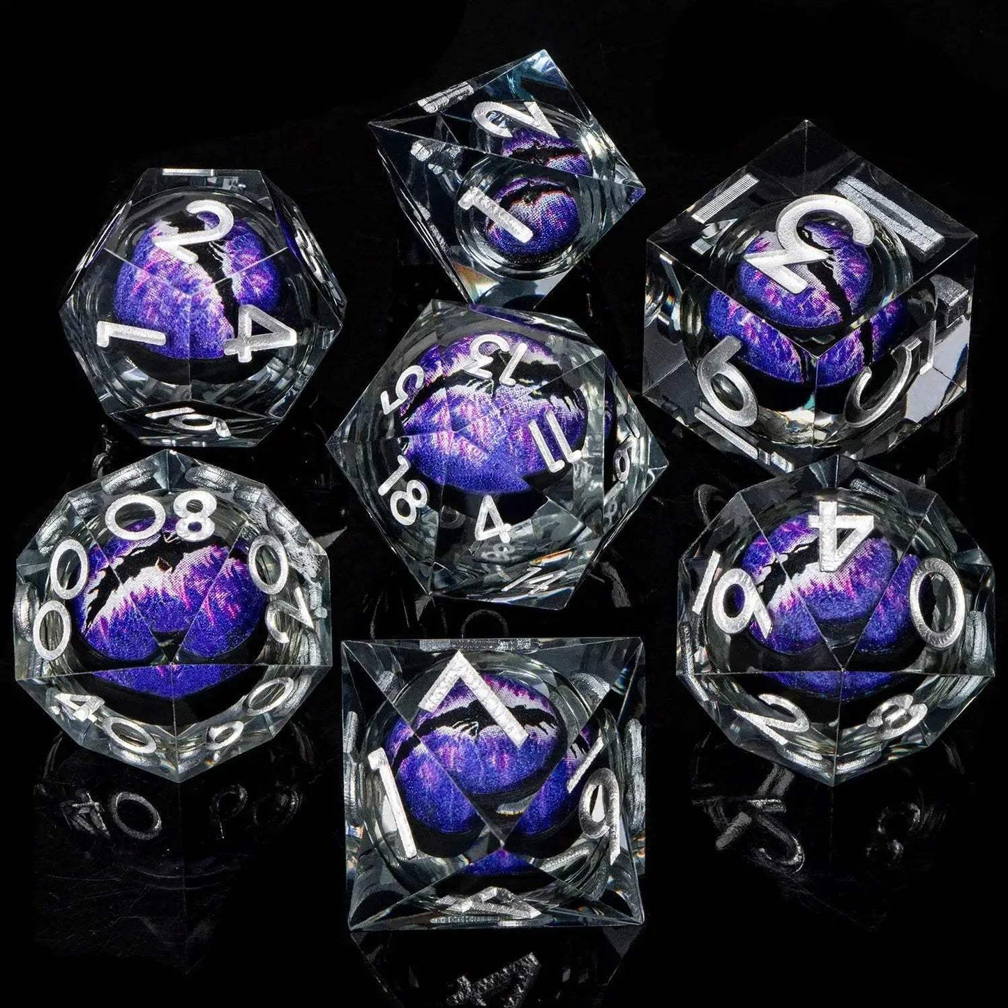 Handmade Resin D20 Dice Set with Red Rings and Liquid Flow Design for Dungeons and Dragons Enthusiasts - ToylandEU