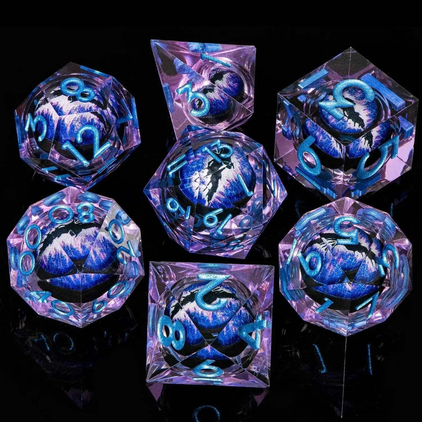 Handmade Resin D20 Dice Set with Red Rings and Liquid Flow Design for Dungeons and Dragons Enthusiasts - ToylandEU