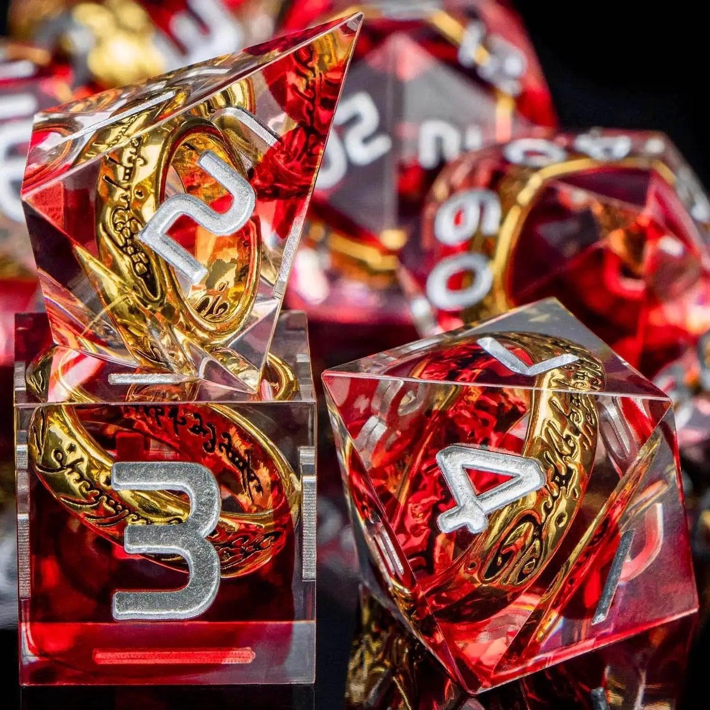  Handmade Resin D20 Dice Set with Red Rings for D&D -  ToylandEU™