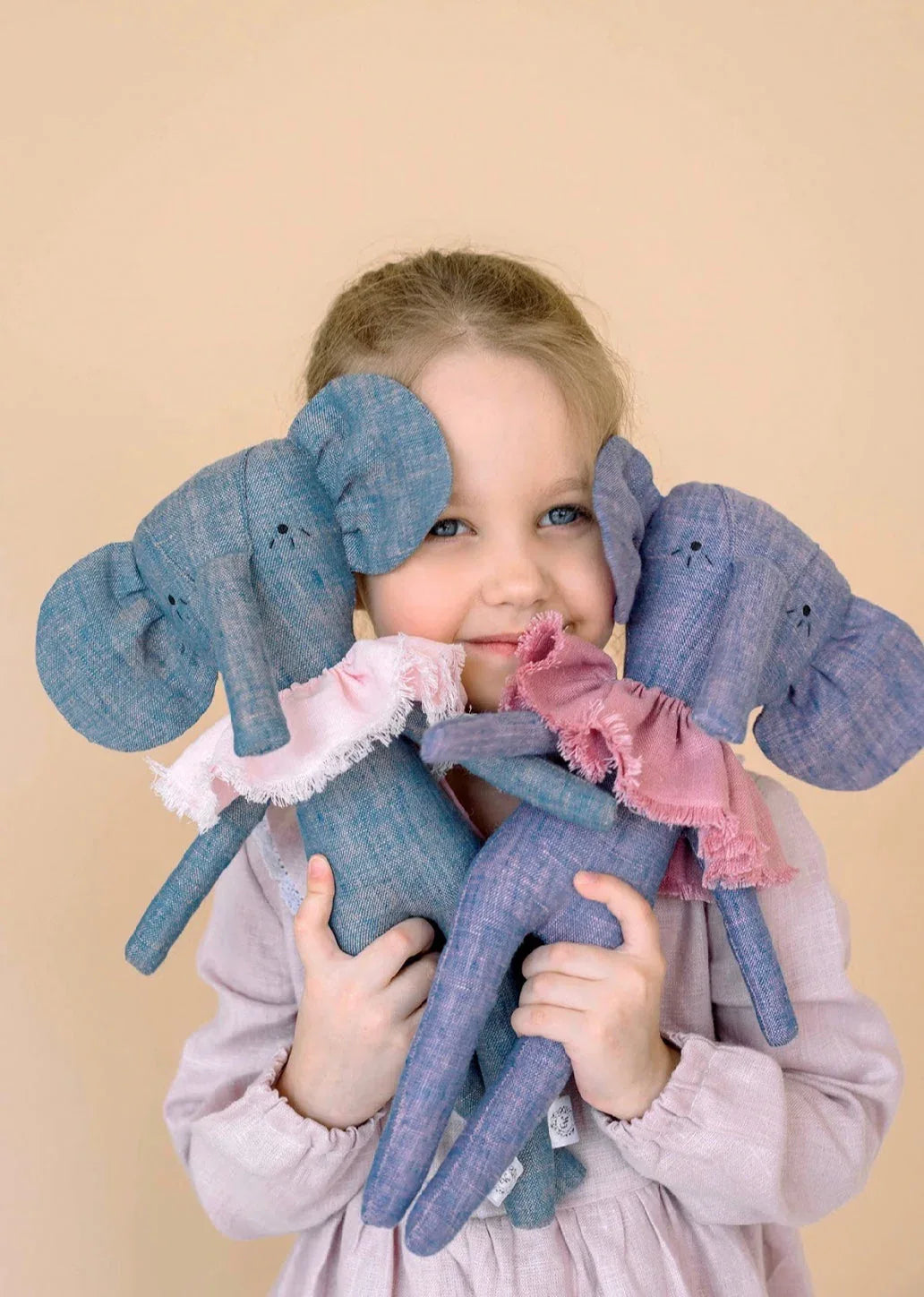 Handmade Stuffed Elephant Toy Soft All Natural Plush - ToylandEU