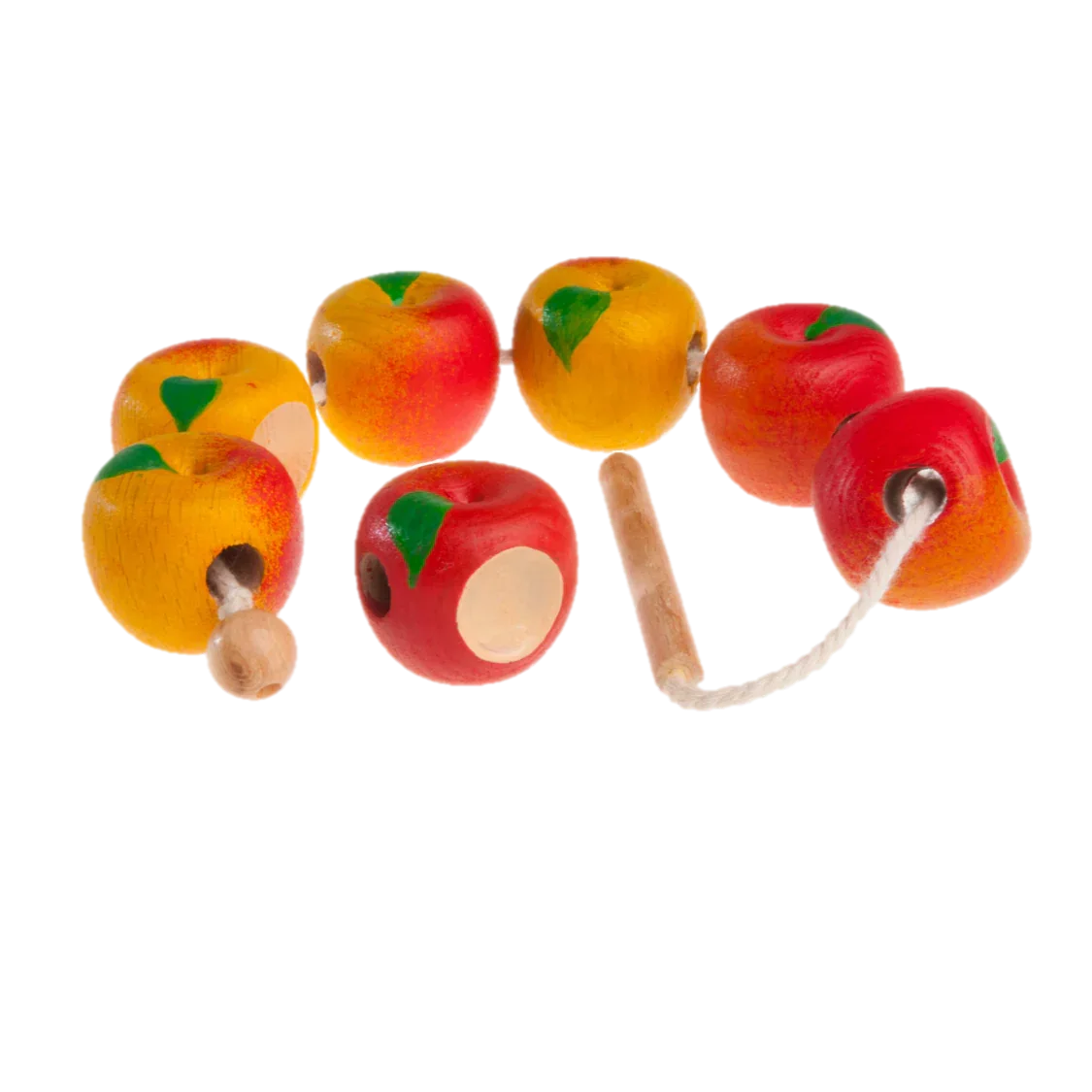 Handmade Wooden Apples Lacing Toy for Learning and Play - ToylandEU