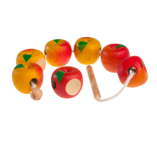 Handmade Wooden Apples Lacing Toy for Learning and Play - ToylandEU