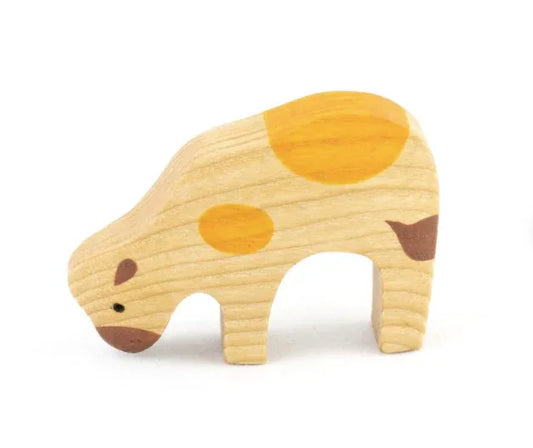 Handmade Wooden Baby Cow Toy for Imaginative Playtime - ToylandEU