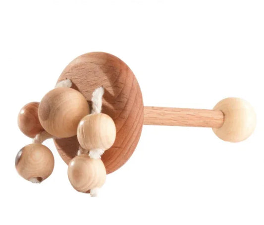 Handmade Wooden Baby Rattle With Natural Finish And Soothing Sound - ToylandEU