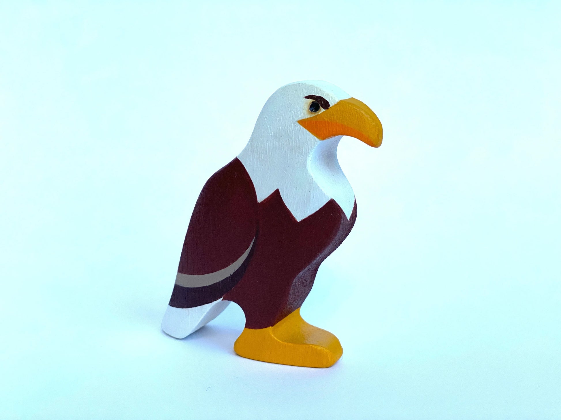 Handmade Wooden Bald Eagle Figurine For Educational Play - ToylandEU