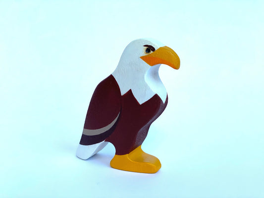 Handmade Wooden Bald Eagle Figurine For Educational Play - ToylandEU