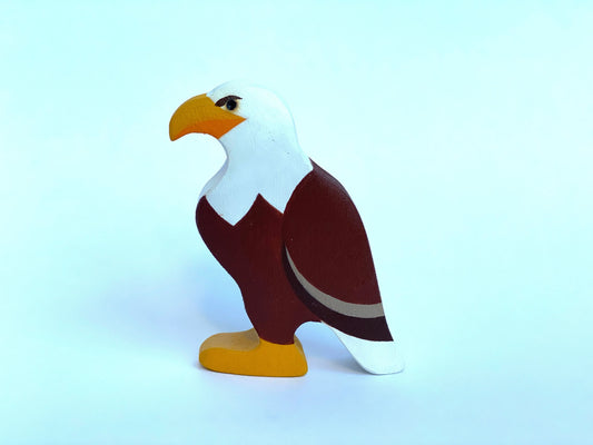 Handmade Wooden Bald Eagle Figurine For Educational Play - ToylandEU