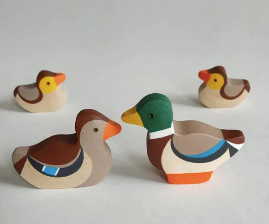 Handmade Wooden Duck Set Of Four For Imaginative Play - ToylandEU
