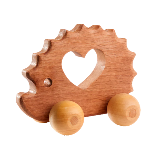 Handmade Wooden Hedgehog Push Toy For Toddlers Smooth Edges - ToylandEU