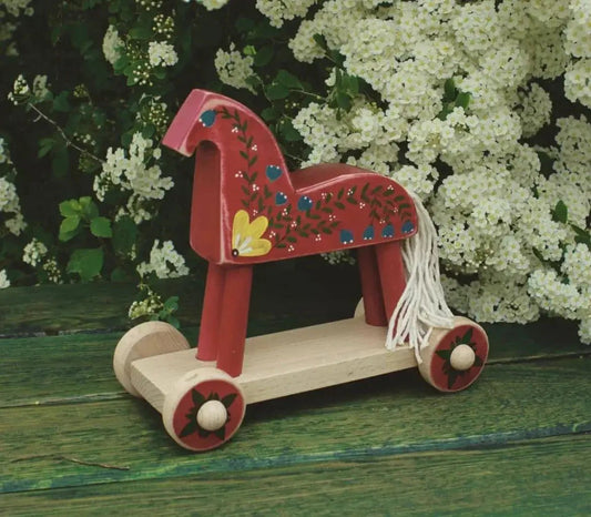 Handmade Wooden Horse On Wheels Toy For Imaginative Play - ToylandEU