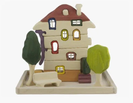 Handmade Wooden House Building Blocks Set For Kids - ToylandEU