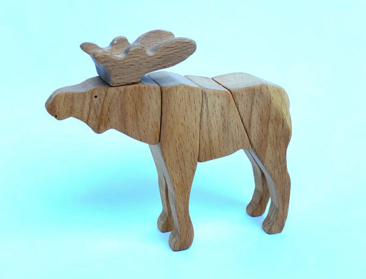 Handmade Wooden Moose Toy For Creative Imaginative Play - ToylandEU