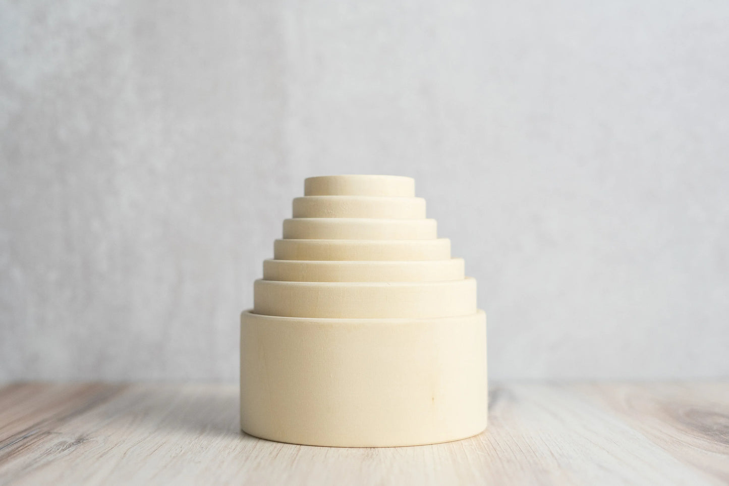 Handmade Wooden Nesting Bowls Seven Piece Set Natural Unfinished Wood - ToylandEU