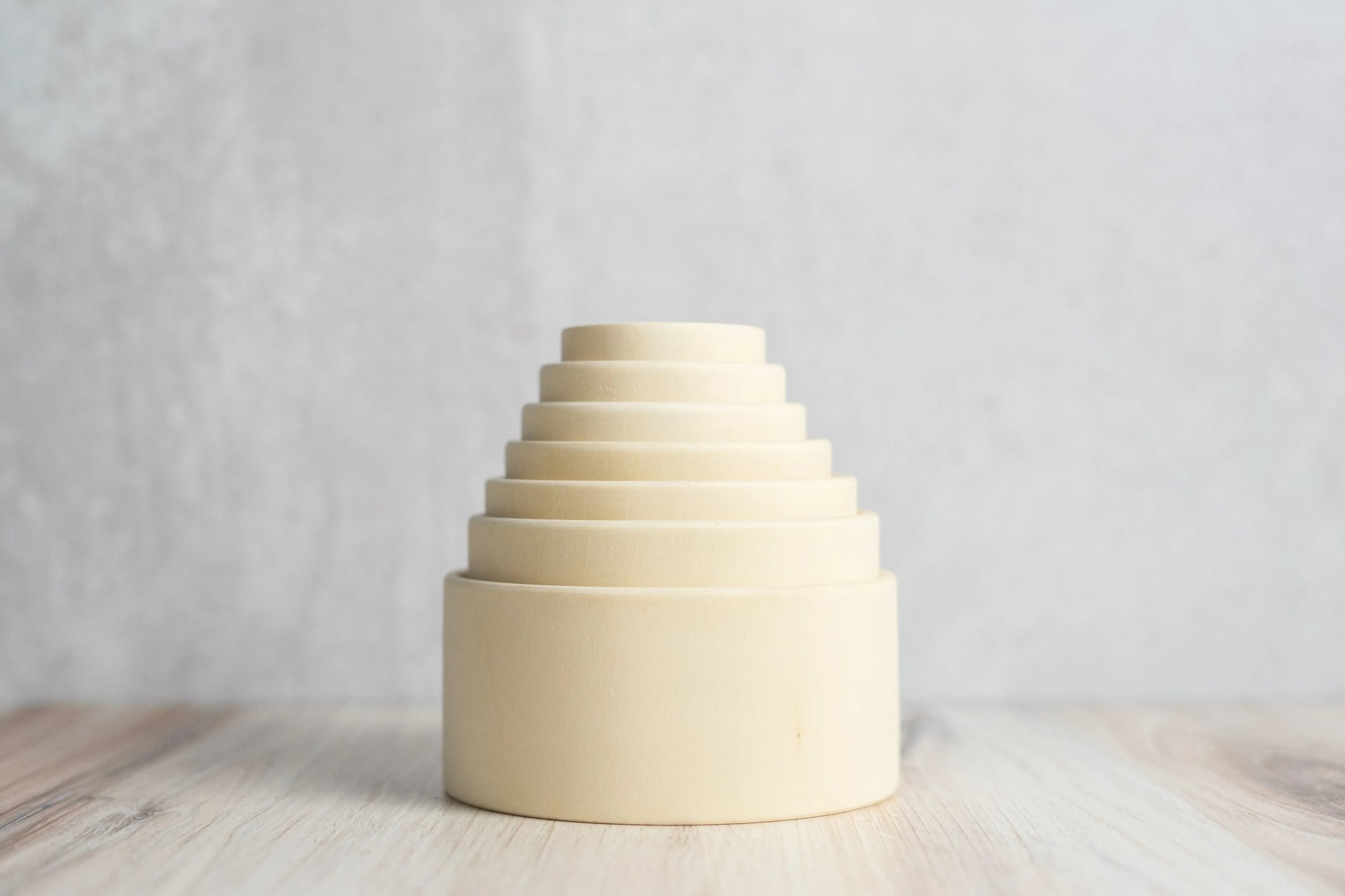 Handmade Wooden Nesting Bowls Seven Piece Set Natural Unfinished Wood - ToylandEU