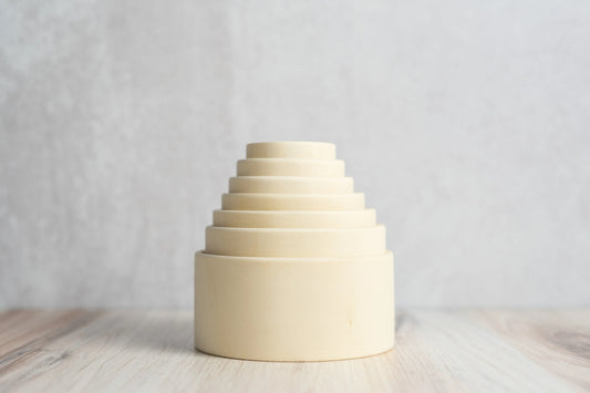 Handmade Wooden Nesting Bowls Seven Piece Set Natural Unfinished Wood - ToylandEU