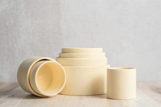 Handmade Wooden Nesting Bowls Seven Piece Set Natural Unfinished Wood - ToylandEU