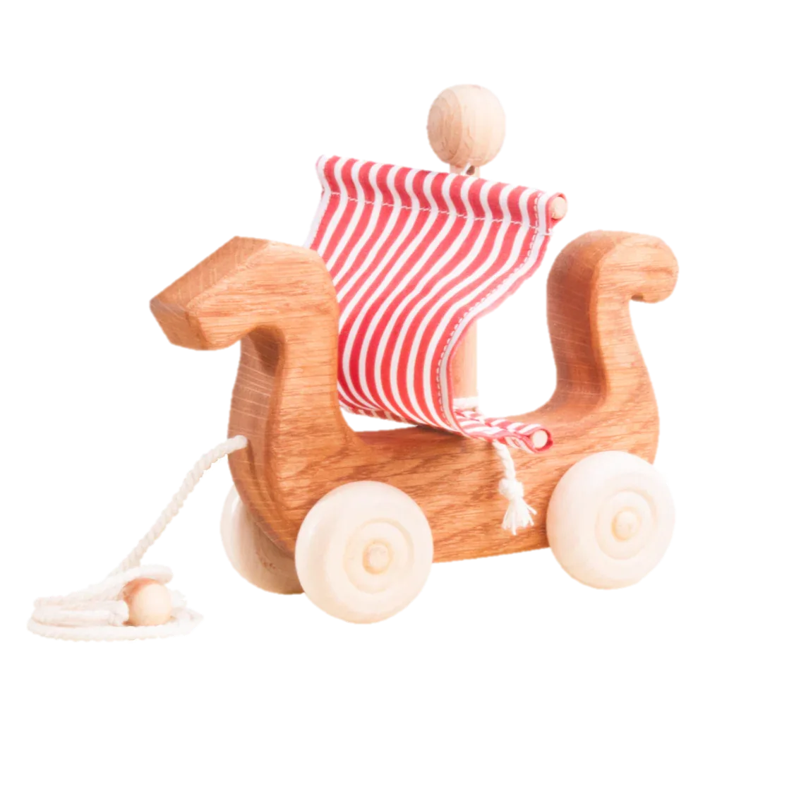 Handmade Wooden Sailing Boat Pull Along Toy With Smooth Edges - ToylandEU