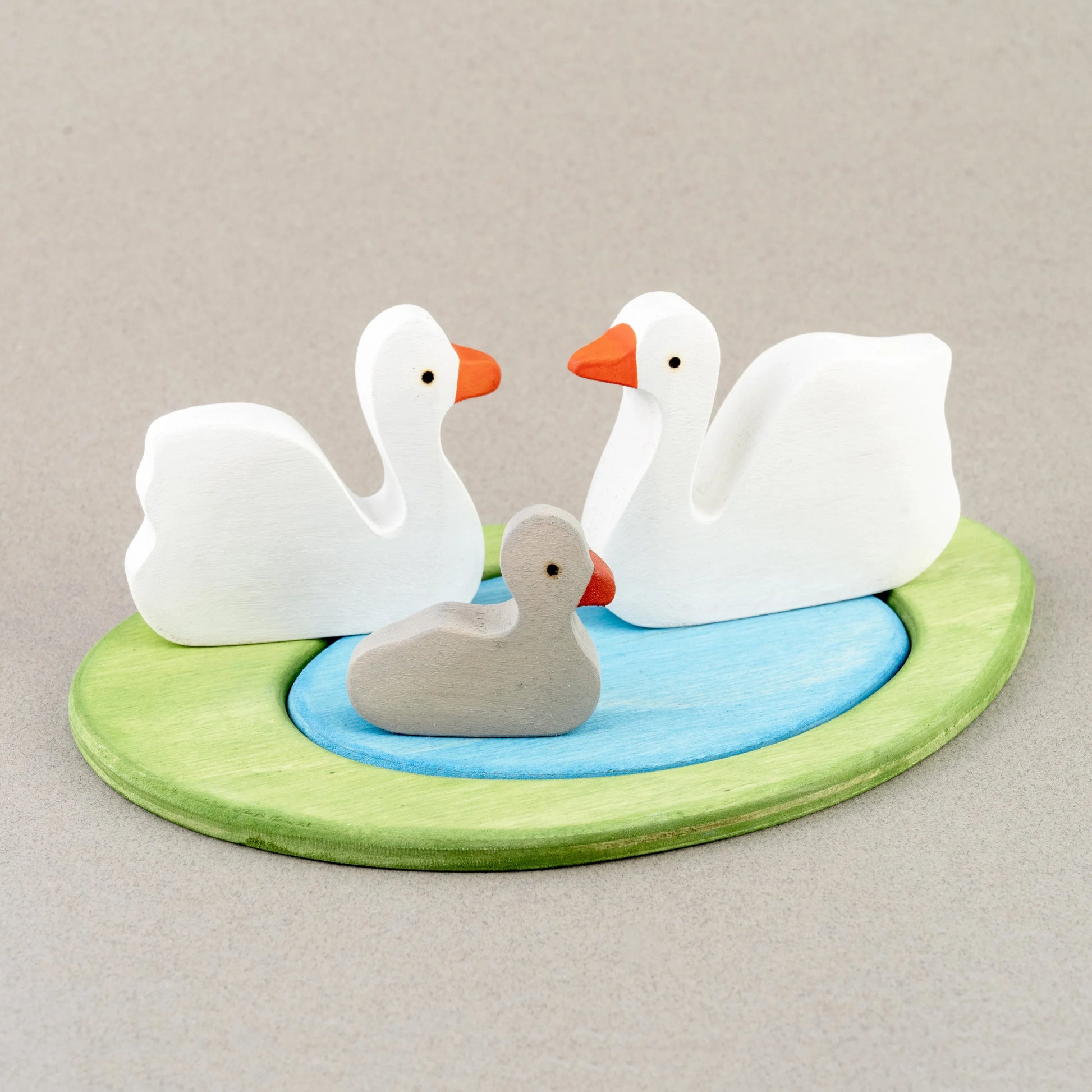 Handmade Wooden Swan Family Set For Creative Imaginative Play - ToylandEU