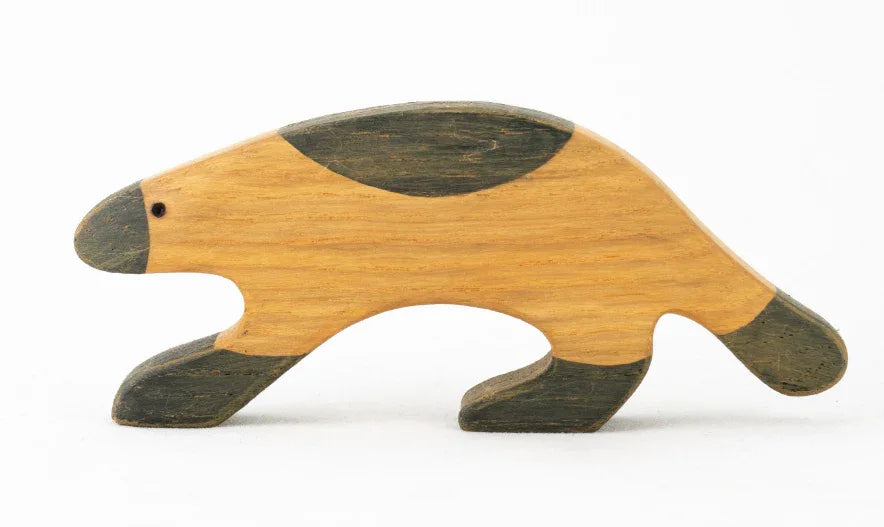 Handmade Wooden Wolverine Animal Toy for Imaginative Play - ToylandEU