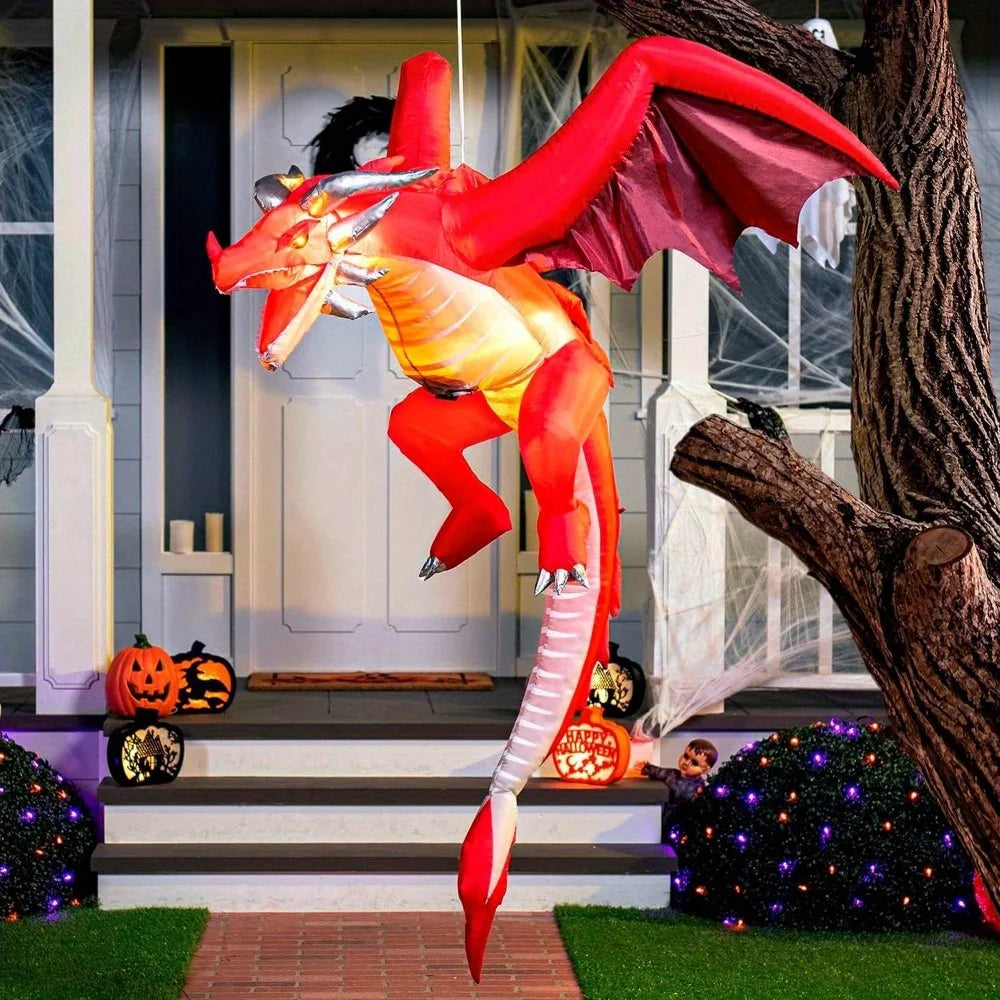Hanging Halloween Dragon Inflatable | 5-Foot LED Decor | Toylandeu™