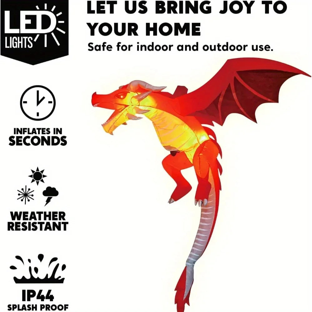 Hanging Halloween Dragon Inflatable | 5-Foot LED Decor | Toylandeu™